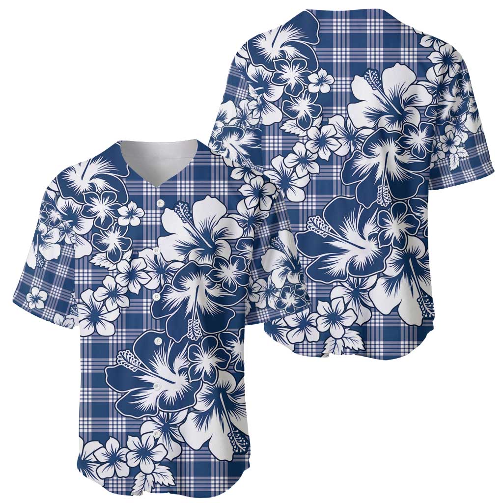 Hibiscus Pakala Cobalt Blue Royal Baseball Jersey Tropical Floral Stylized - Polynesian Pride