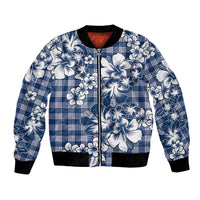 Hibiscus Pakala Cobalt Blue Royal Bomber Jacket Tropical Floral Stylized - Polynesian Pride