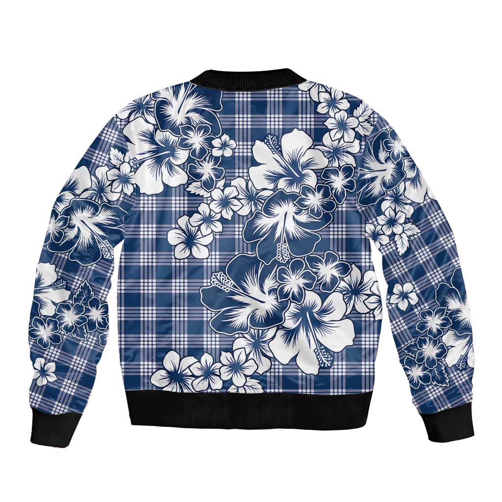 Hibiscus Pakala Cobalt Blue Royal Bomber Jacket Tropical Floral Stylized - Polynesian Pride