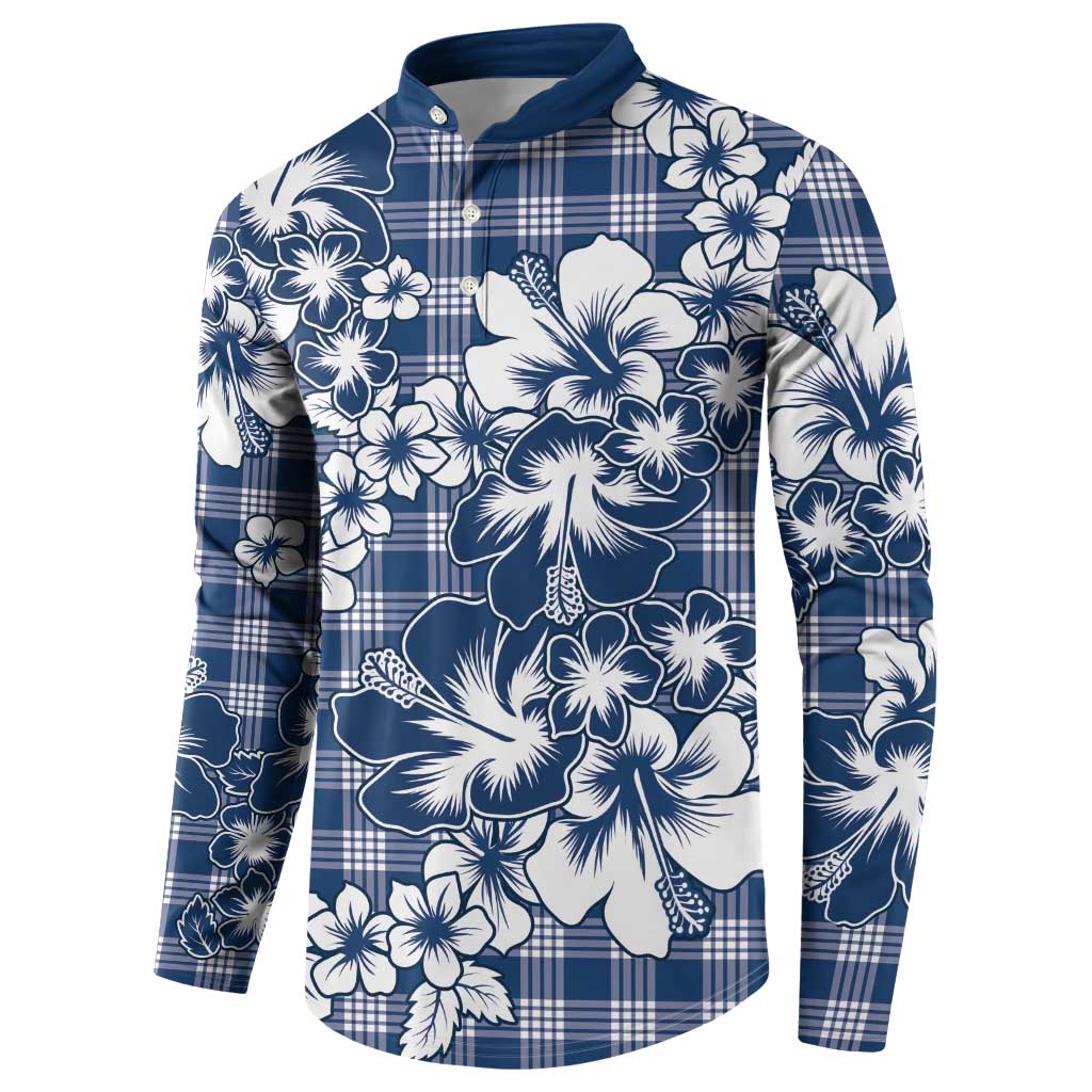 Hibiscus Pakala Cobalt Blue Royal Button Sweatshirt Tropical Floral Stylized - Polynesian Pride