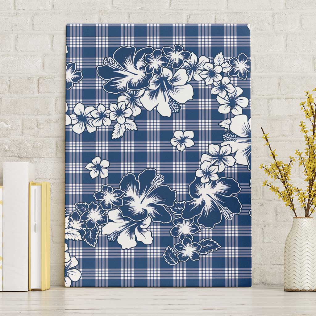 Hibiscus Pakala Cobalt Blue Royal Canvas Wall Art Tropical Floral Stylized - Polynesian Pride