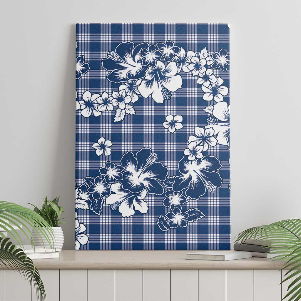 Hibiscus Pakala Cobalt Blue Royal Canvas Wall Art Tropical Floral Stylized - Polynesian Pride