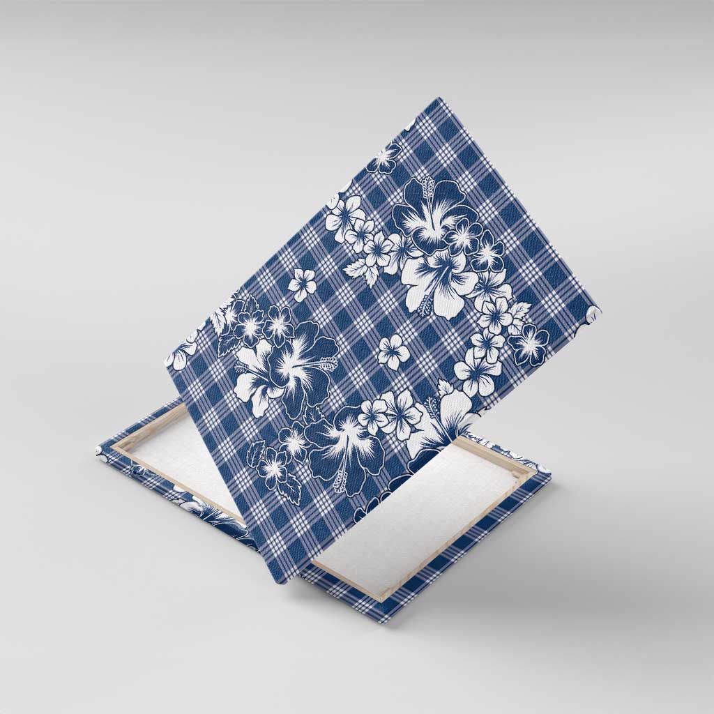 Hibiscus Pakala Cobalt Blue Royal Canvas Wall Art Tropical Floral Stylized - Polynesian Pride