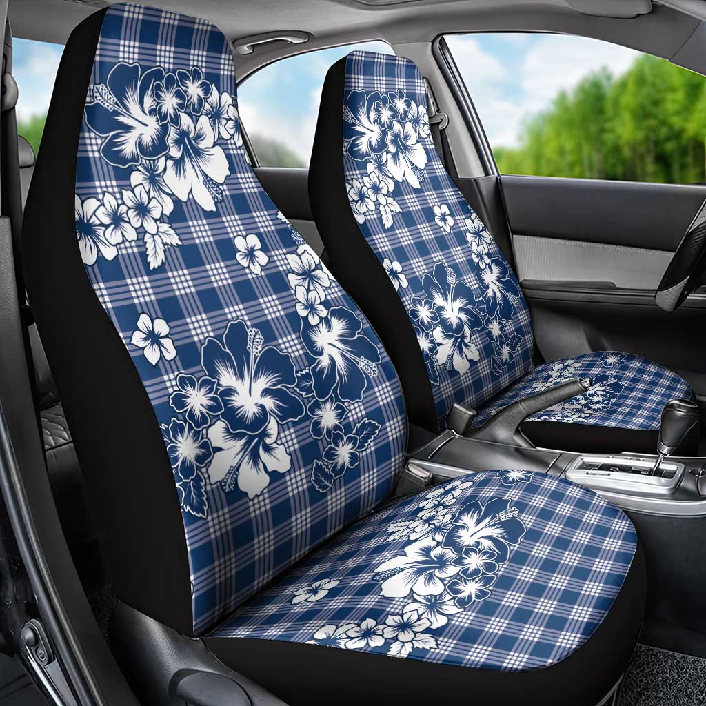 Hibiscus Pakala Cobalt Blue Royal Car Seat Cover Tropical Floral Stylized - Polynesian Pride