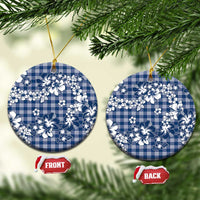 Hibiscus Pakala Cobalt Blue Royal Ceramic Ornament Tropical Floral Stylized LT01 Circle Blue - Polynesian Pride