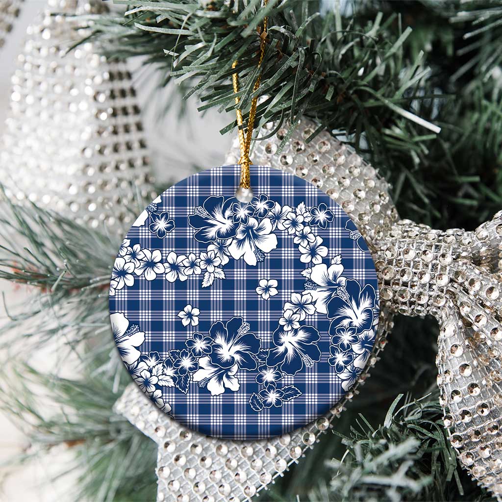 Hibiscus Pakala Cobalt Blue Royal Ceramic Ornament Tropical Floral Stylized LT01 - Polynesian Pride