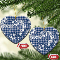 Hibiscus Pakala Cobalt Blue Royal Ceramic Ornament Tropical Floral Stylized LT01 Heart Blue - Polynesian Pride