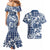 Hibiscus Pakala Cobalt Blue Royal Couples Matching Mermaid Dress and Hawaiian Shirt Tropical Floral Stylized - Polynesian Pride