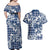 Hibiscus Pakala Cobalt Blue Royal Couples Matching Off Shoulder Maxi Dress and Hawaiian Shirt Tropical Floral Stylized - Polynesian Pride
