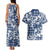 Hibiscus Pakala Cobalt Blue Royal Couples Matching Tank Maxi Dress and Hawaiian Shirt Tropical Floral Stylized - Polynesian Pride