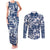 Hibiscus Pakala Cobalt Blue Royal Couples Matching Tank Maxi Dress and Long Sleeve Button Shirt Tropical Floral Stylized - Polynesian Pride
