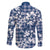 Hibiscus Pakala Cobalt Blue Royal Family Matching Off The Shoulder Long Sleeve Dress and Hawaiian Shirt Tropical Floral Stylized - Polynesian Pride