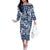Hibiscus Pakala Cobalt Blue Royal Family Matching Off The Shoulder Long Sleeve Dress and Hawaiian Shirt Tropical Floral Stylized - Polynesian Pride