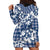 Hibiscus Pakala Cobalt Blue Royal Hoodie Dress Tropical Floral Stylized - Polynesian Pride