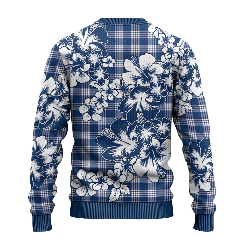 Hibiscus Pakala Cobalt Blue Royal Ugly Christmas Sweater Tropical Floral Stylized - Polynesian Pride