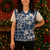 Hibiscus Pakala Cobalt Blue Royal Christmas Knitted V-Neck Vest Tropical Floral Stylized - Polynesian Pride