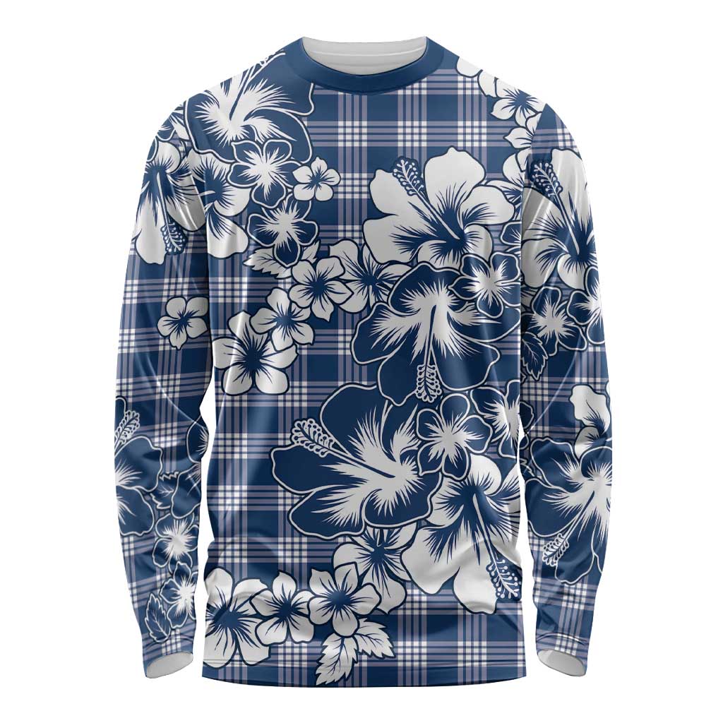 Hibiscus Pakala Cobalt Blue Royal Long Sleeve Shirt Tropical Floral Stylized LT01 Unisex Blue - Polynesian Pride