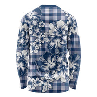 Hibiscus Pakala Cobalt Blue Royal Long Sleeve Shirt Tropical Floral Stylized LT01 - Polynesian Pride