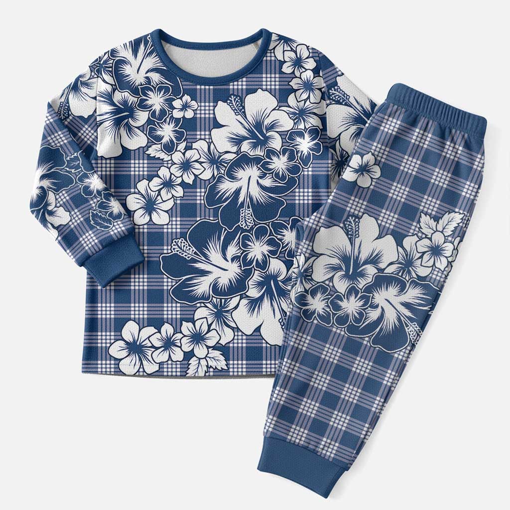 Hibiscus Pakala Cobalt Blue Royal Christmas Pajama Set Tropical Floral Stylized LT01 Men Blue - Polynesian Pride