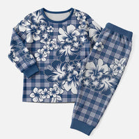 Hibiscus Pakala Cobalt Blue Royal Christmas Pajama Set Tropical Floral Stylized LT01 Men Blue - Polynesian Pride