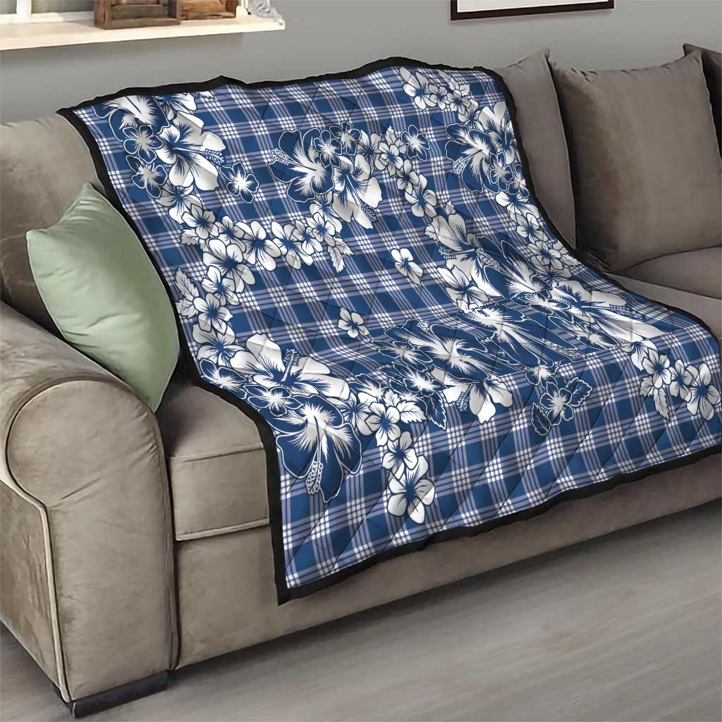 Hibiscus Pakala Cobalt Blue Royal Quilt Tropical Floral Stylized - Polynesian Pride