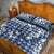 Hibiscus Pakala Cobalt Blue Royal Quilt Bed Set Tropical Floral Stylized - Polynesian Pride