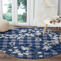 Hibiscus Pakala Cobalt Blue Royal Round Carpet Tropical Floral Stylized - Polynesian Pride