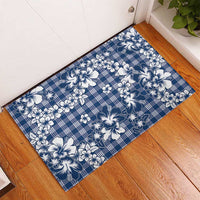 Hibiscus Pakala Cobalt Blue Royal Rubber Doormat Tropical Floral Stylized - Polynesian Pride