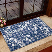 Hibiscus Pakala Cobalt Blue Royal Rubber Doormat Tropical Floral Stylized - Polynesian Pride