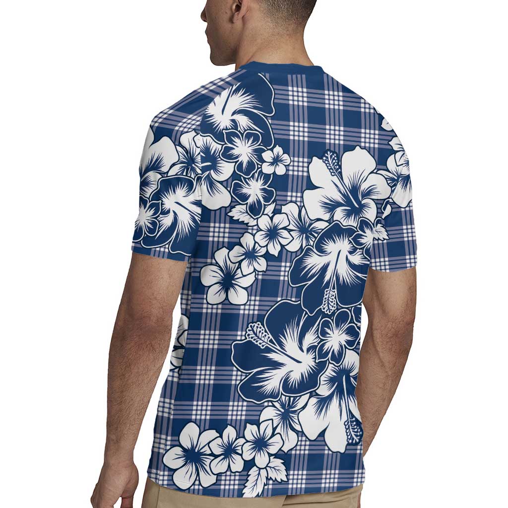 Hibiscus Pakala Cobalt Blue Royal Rugby Jersey Tropical Floral Stylized - Polynesian Pride