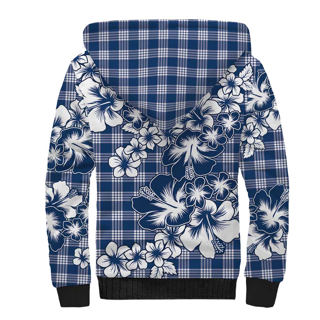 Hibiscus Pakala Cobalt Blue Royal Sherpa Hoodie Tropical Floral Stylized LT01 - Polynesian Pride