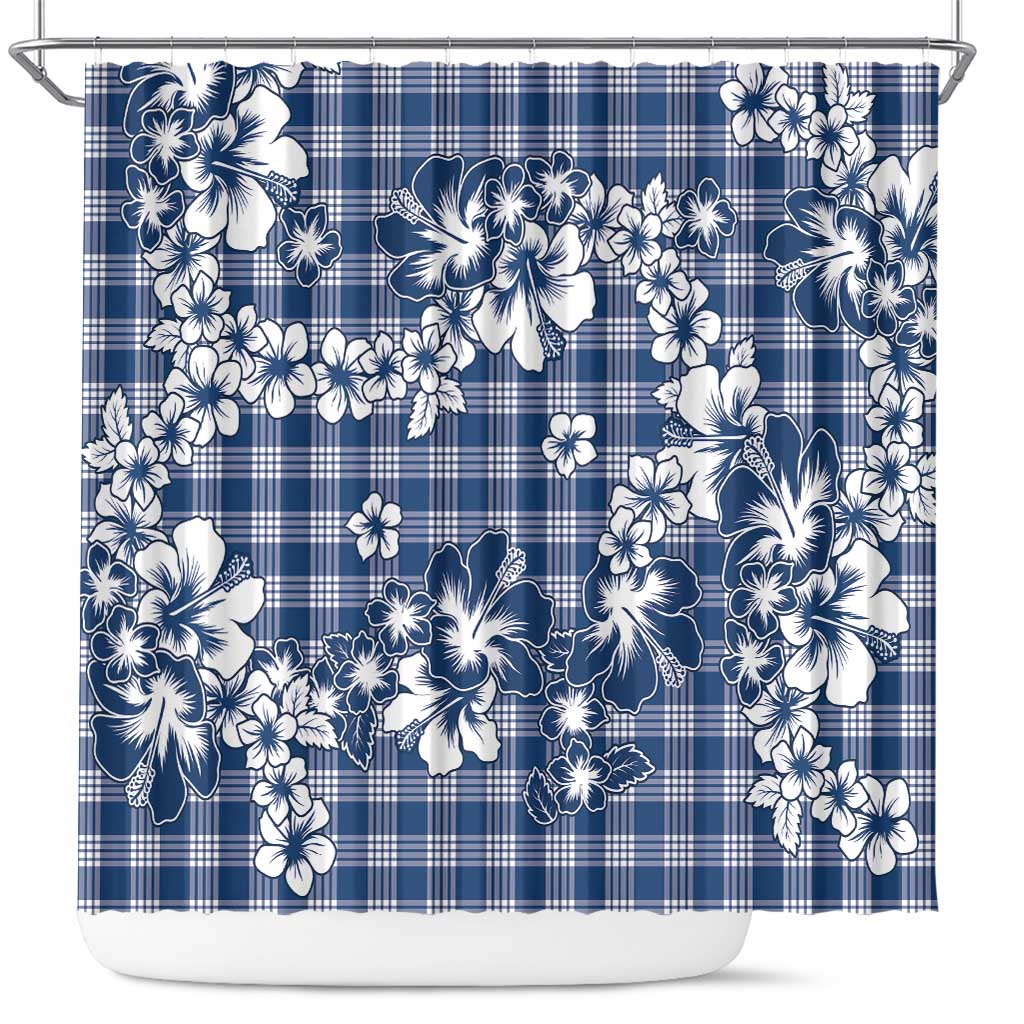Hibiscus Pakala Cobalt Blue Royal Shower Curtain Tropical Floral Stylized - Polynesian Pride