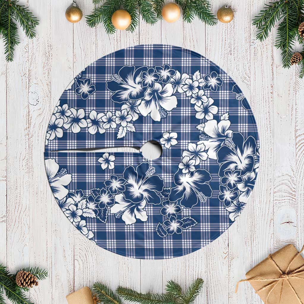 Hibiscus Pakala Cobalt Blue Royal Tree Skirt Tropical Floral Stylized - Polynesian Pride