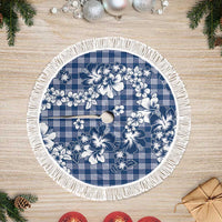 Hibiscus Pakala Cobalt Blue Royal Tree Skirt Tropical Floral Stylized LT01 Fringed Blue - Polynesian Pride
