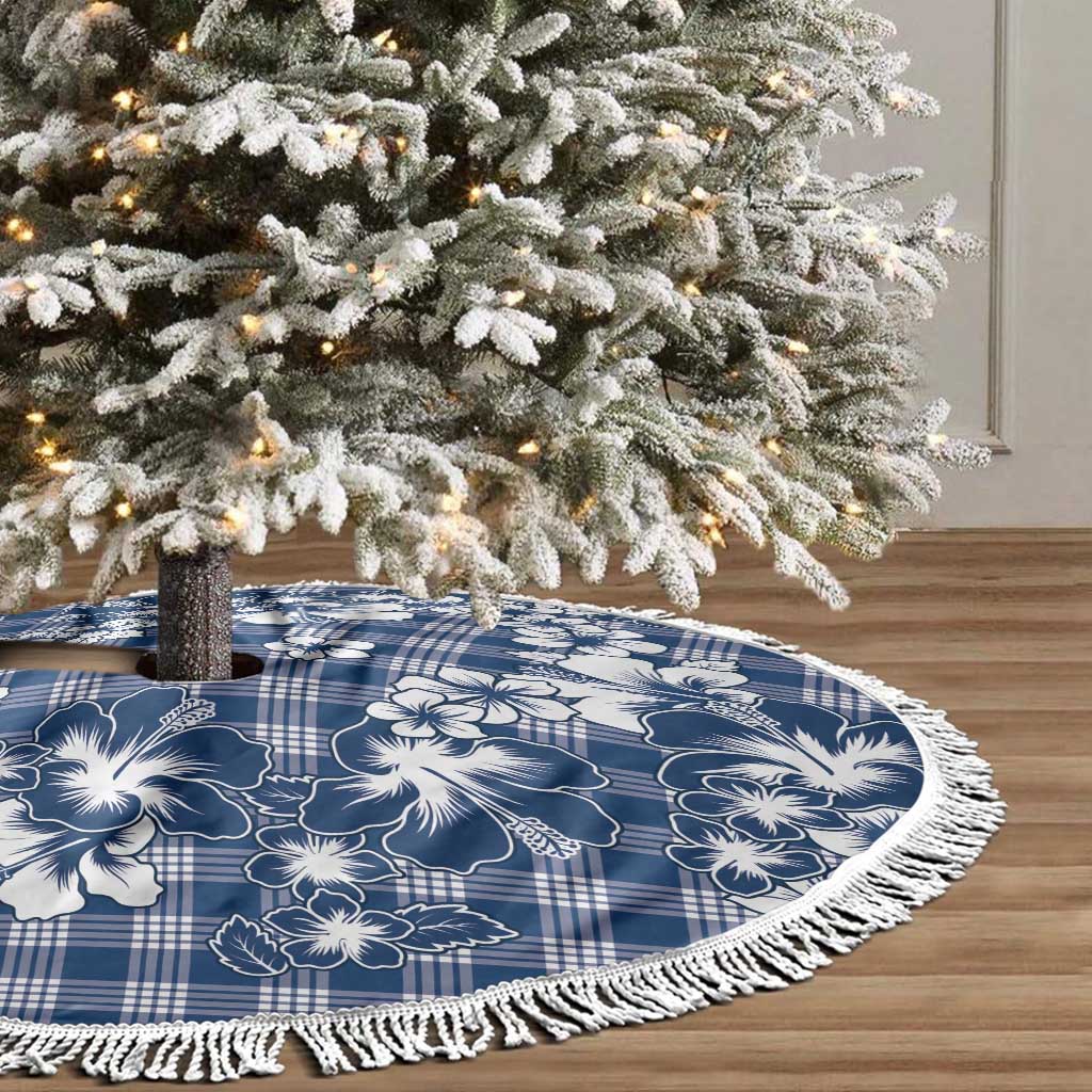 Hibiscus Pakala Cobalt Blue Royal Tree Skirt Tropical Floral Stylized LT01 - Polynesian Pride