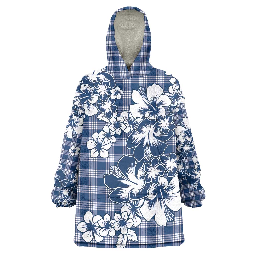 Hibiscus Pakala Cobalt Blue Royal Wearable Blanket Hoodie Tropical Floral Stylized LT01 One Size Blue - Polynesian Pride