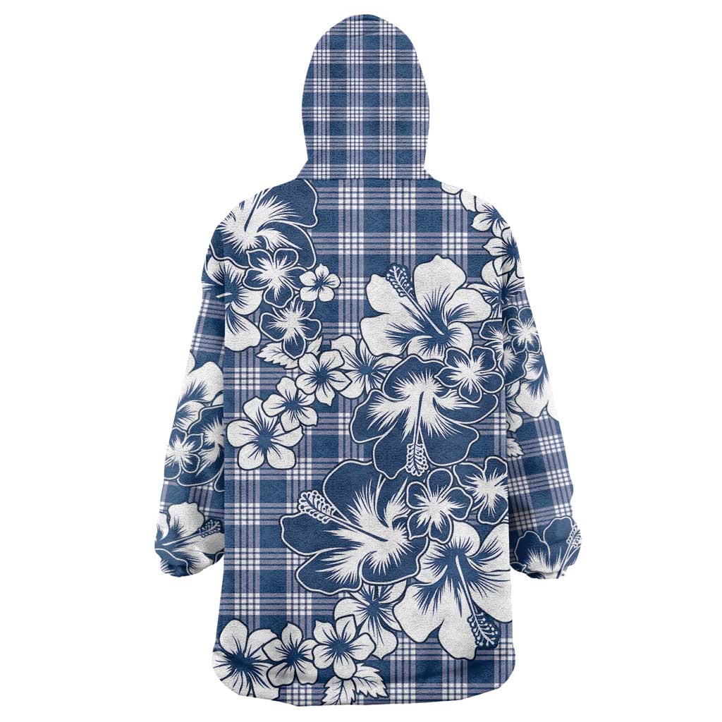 Hibiscus Pakala Cobalt Blue Royal Wearable Blanket Hoodie Tropical Floral Stylized LT01 - Polynesian Pride