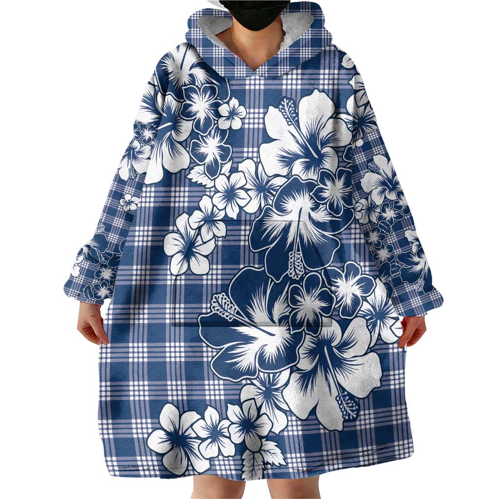 Hibiscus Pakala Cobalt Blue Royal Wearable Blanket Hoodie Tropical Floral Stylized LT01 - Polynesian Pride