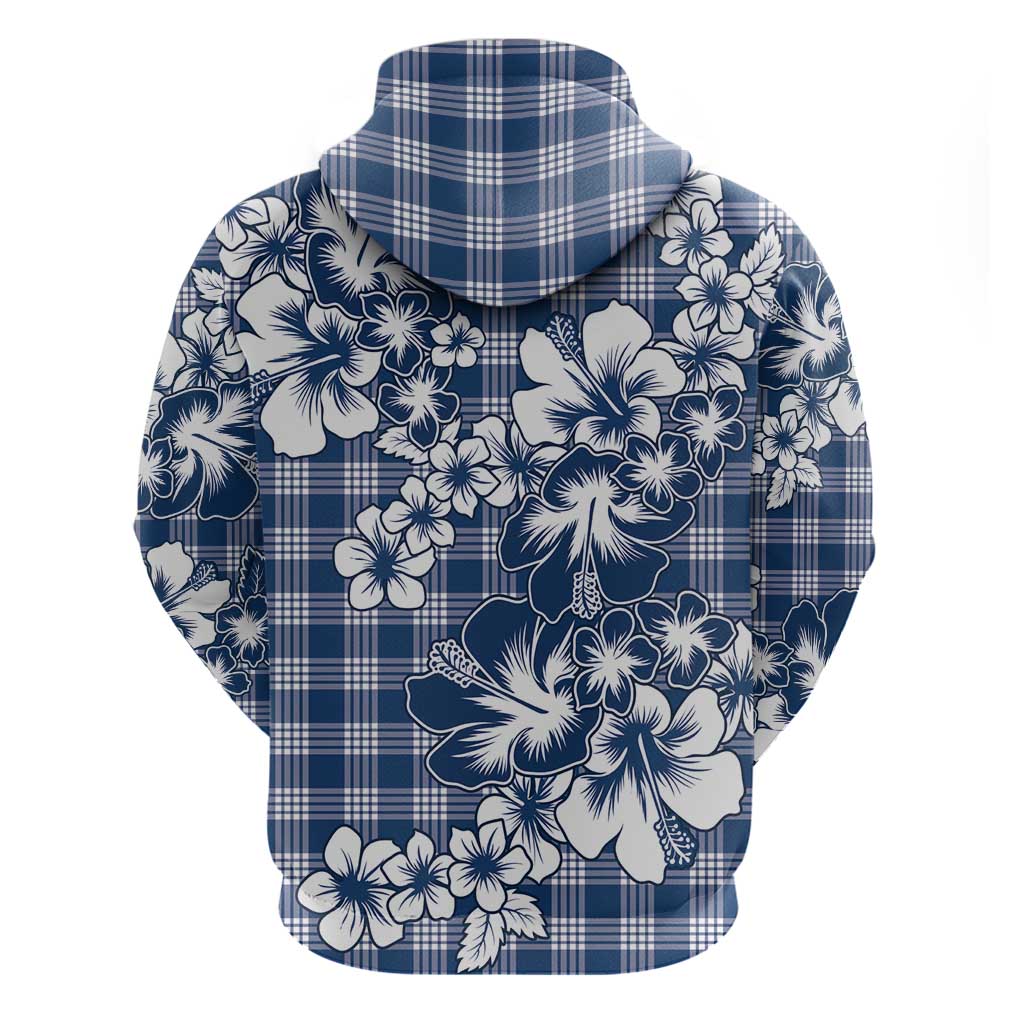 Hibiscus Pakala Cobalt Blue Royal Zip Hoodie Tropical Floral Stylized - Polynesian Pride