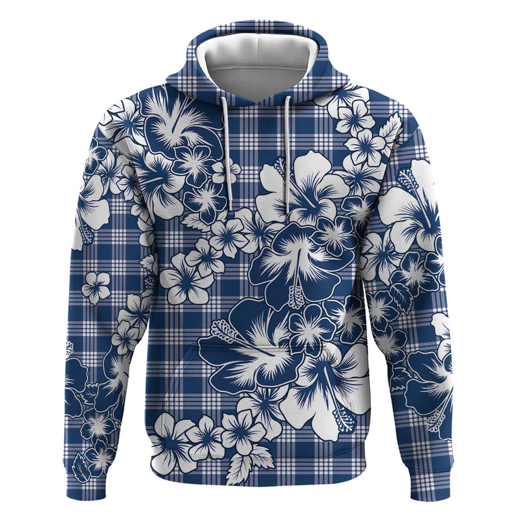 Hibiscus Pakala Cobalt Blue Royal Zip Hoodie Tropical Floral Stylized - Polynesian Pride