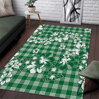 Hibiscus Pakala Emerald Green Area Rug Tropical Floral Stylized - Polynesian Pride