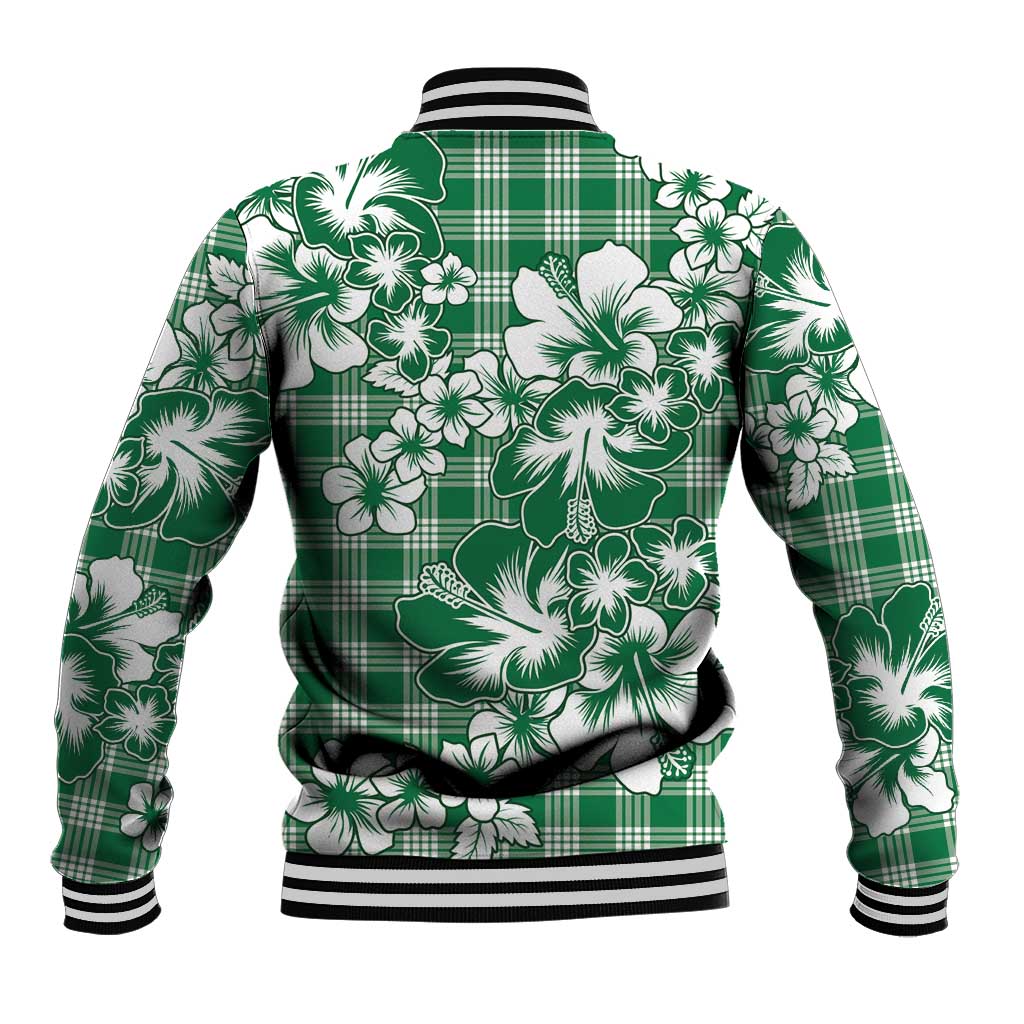 Hibiscus Pakala Emerald Green Baseball Jacket Tropical Floral Stylized - Polynesian Pride