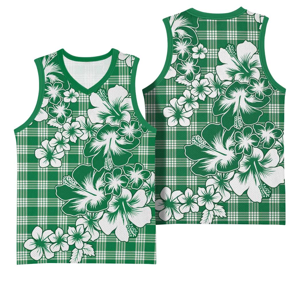 Hibiscus Pakala Emerald Green Basketball Jersey Tropical Floral Stylized - Polynesian Pride