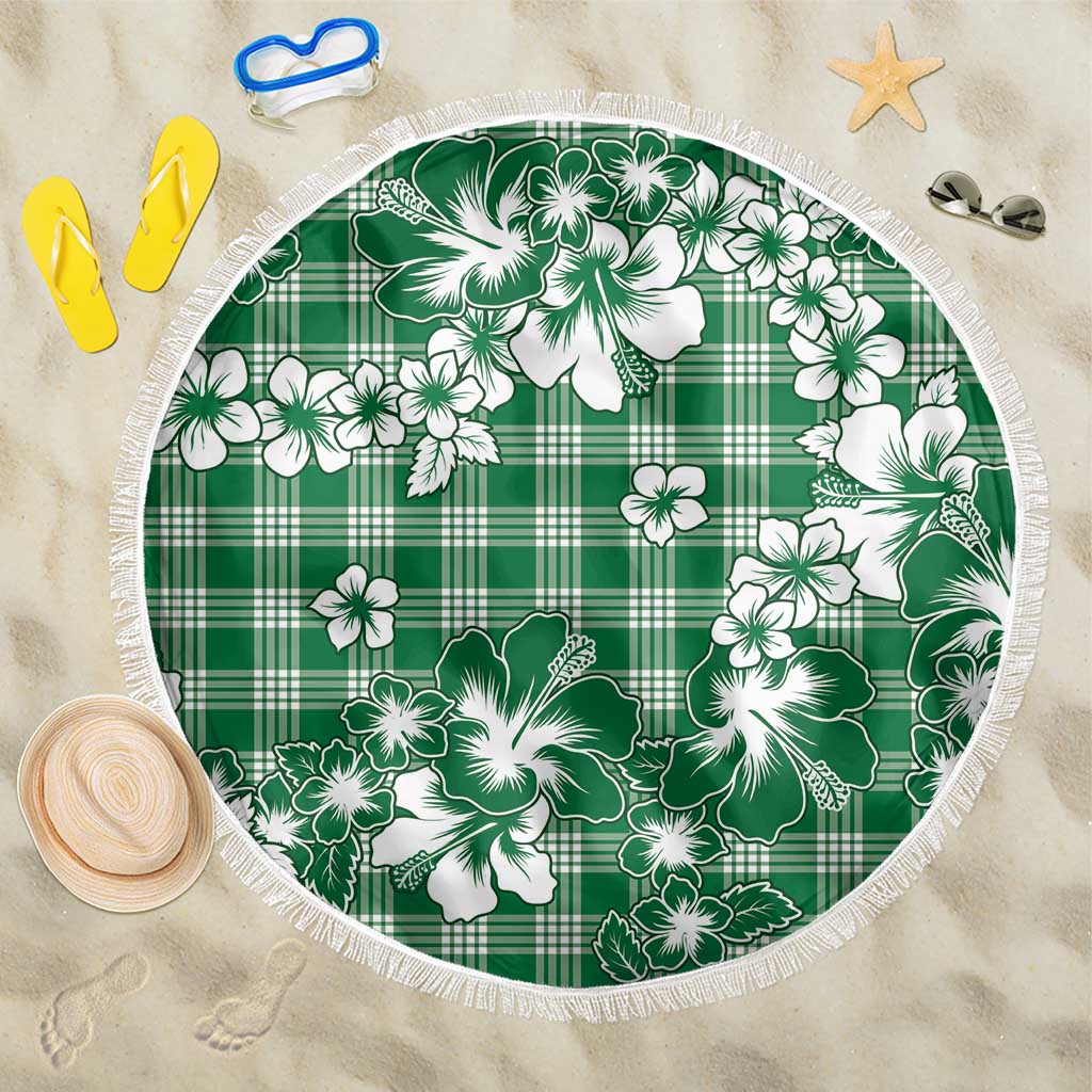 Hibiscus Pakala Emerald Green Beach Blanket Tropical Floral Stylized - Polynesian Pride