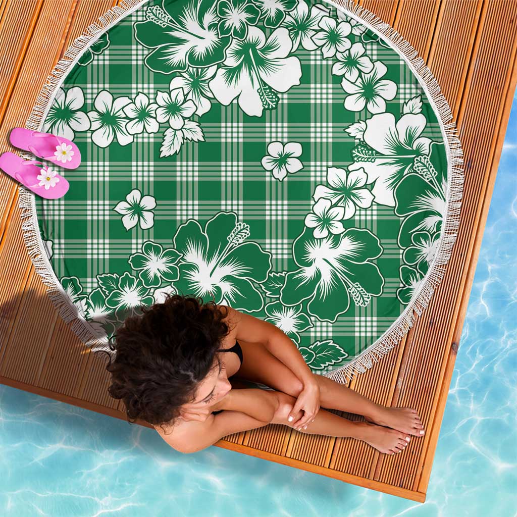 Hibiscus Pakala Emerald Green Beach Blanket Tropical Floral Stylized - Polynesian Pride