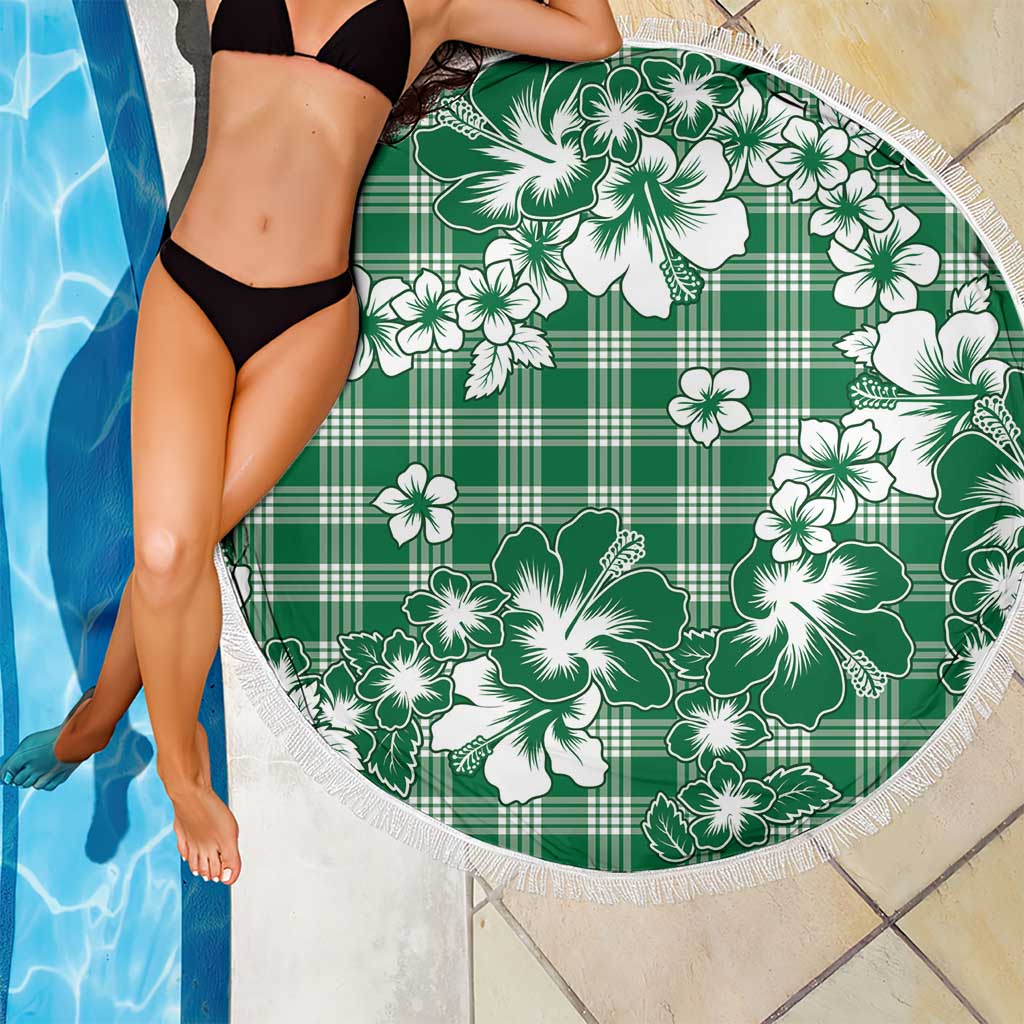 Hibiscus Pakala Emerald Green Beach Blanket Tropical Floral Stylized - Polynesian Pride