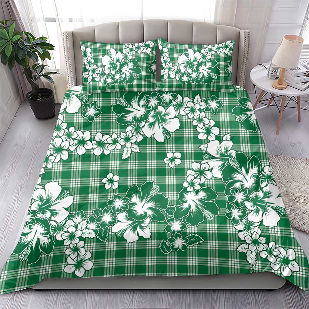 Hibiscus Pakala Emerald Green Bedding Set Tropical Floral Stylized - Polynesian Pride