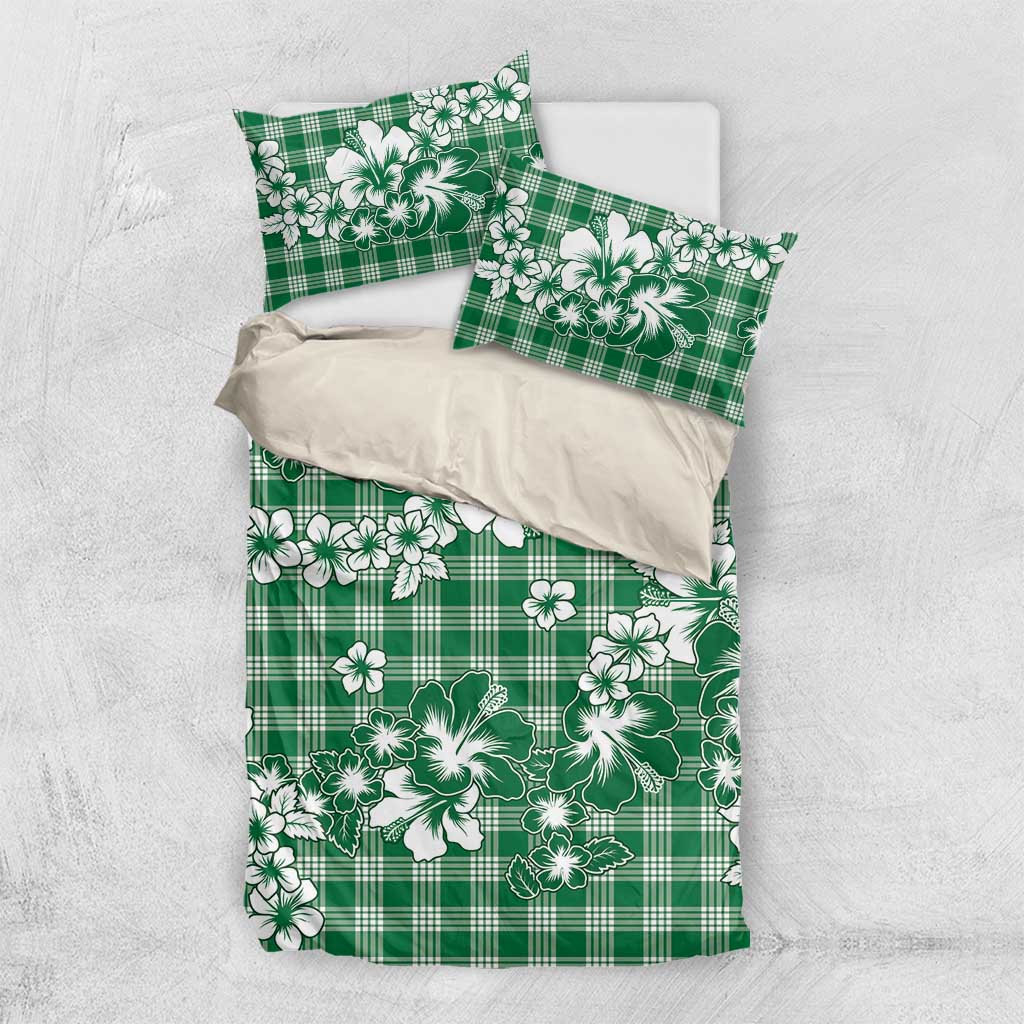 Hibiscus Pakala Emerald Green Bedding Set Tropical Floral Stylized - Polynesian Pride