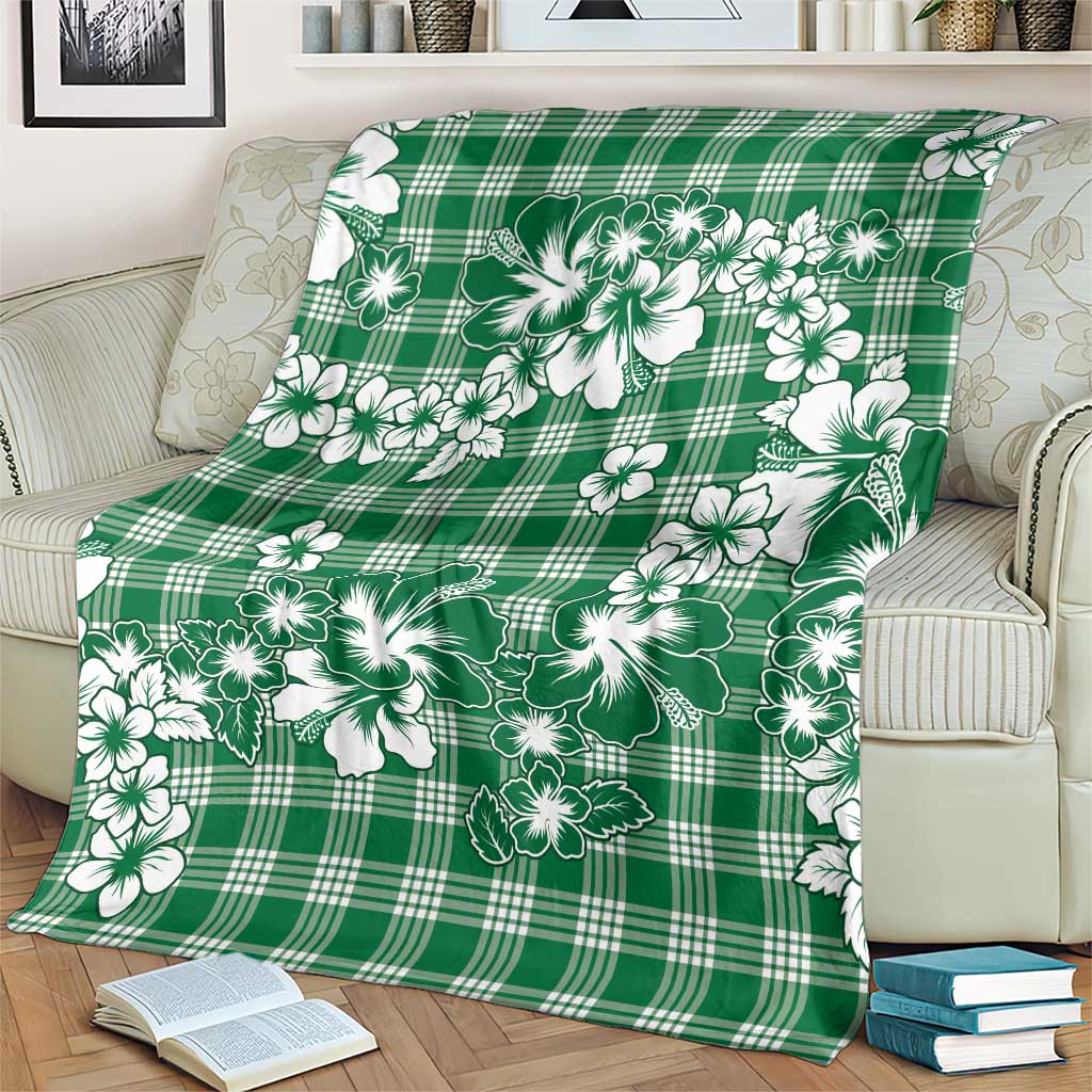 Hibiscus Pakala Emerald Green Blanket Tropical Floral Stylized - Polynesian Pride
