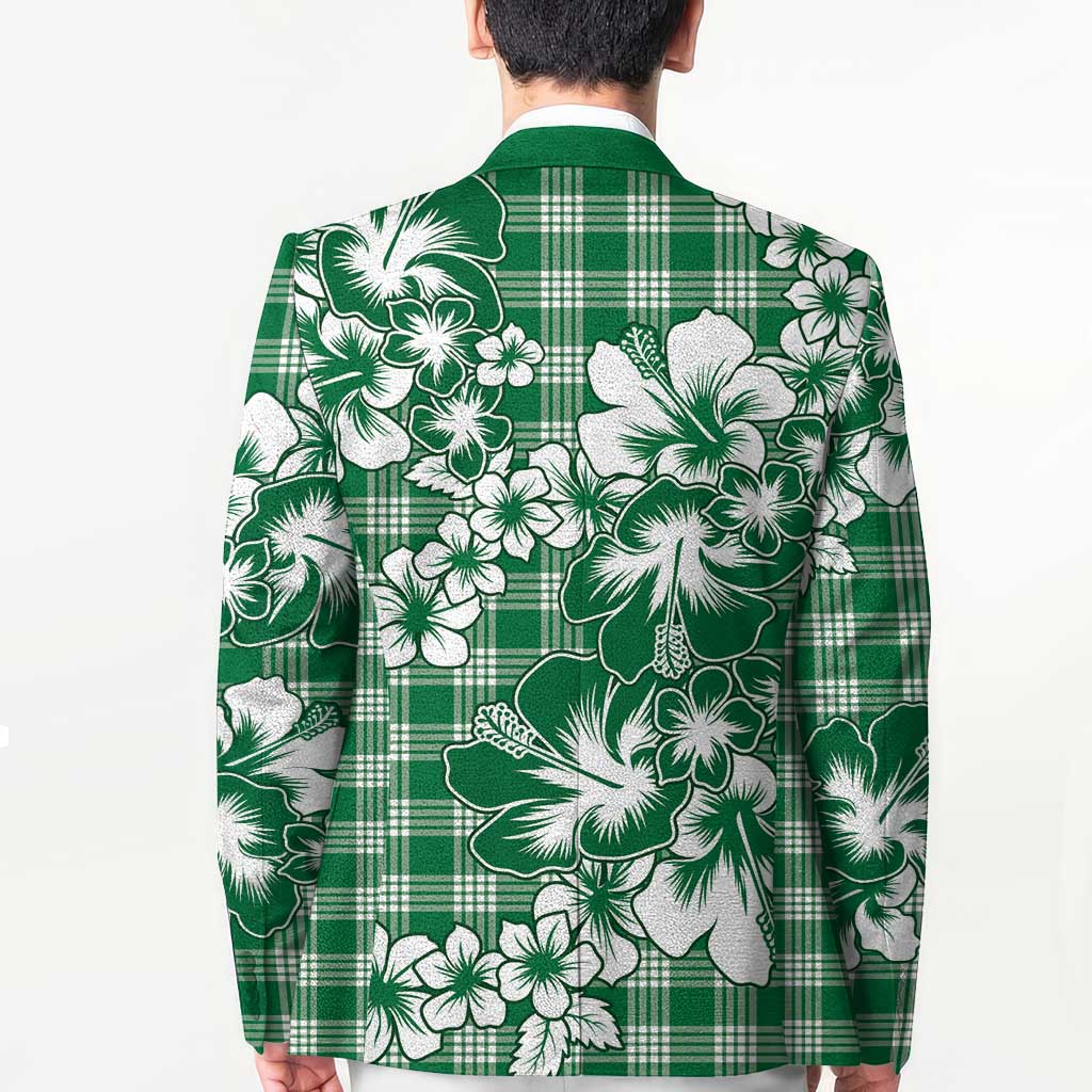 Hibiscus Pakala Emerald Green Blazer Tropical Floral Stylized - Polynesian Pride